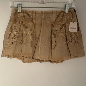 NWT Free People Tan Blaire Pleated Mini Skirt